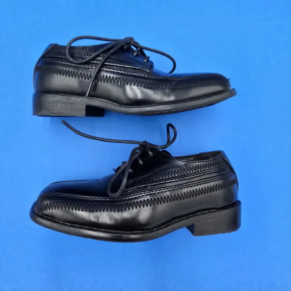 Stacy Adams Little Boy's Dress Shoes 9M Lace Up Square Toe‎ EUC